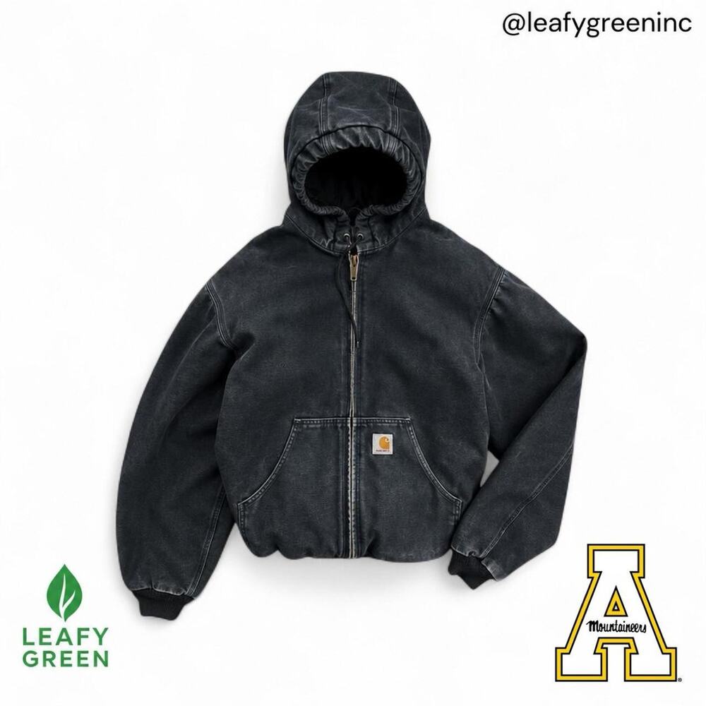 Carhartt J140 BLK Black Union USA Duck Canvas Zip Hood Quilt Lined us sz S